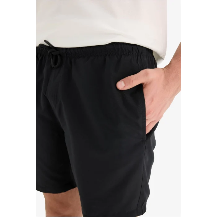 Defacto E4736 Siyah Regular Fit File Astarlı Diz Üstü Deniz Şortu