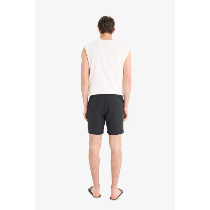 Defacto E4736 Siyah Regular Fit File Astarlı Diz Üstü Deniz Şortu