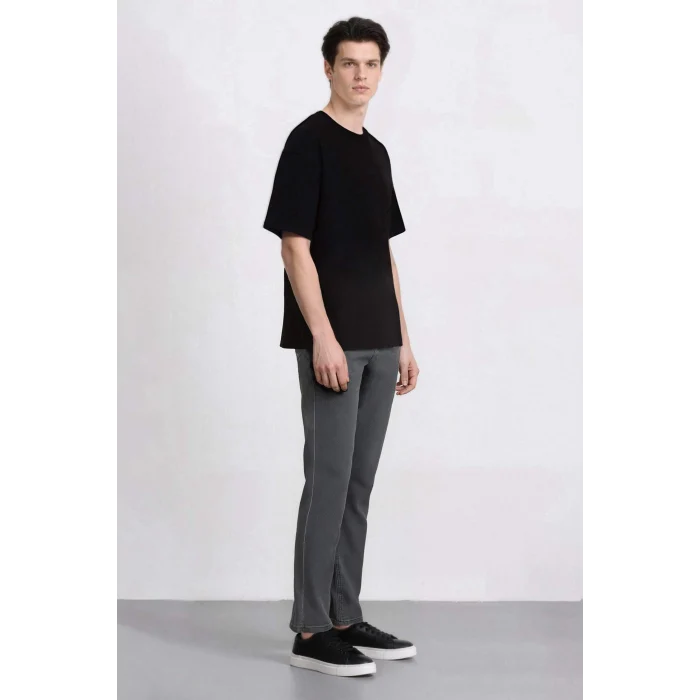 Defacto E7440 Gri Pedro Slim Fit Dar Kalıp Normal Bel Dar Paça Jean Pantolon