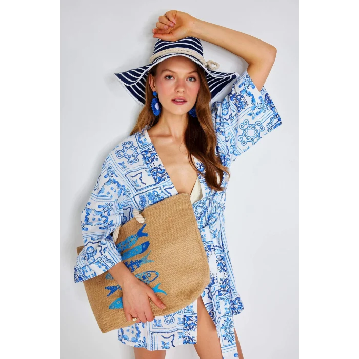 Defacto E7397 Bej Kadın Plaj Hasır Çantası