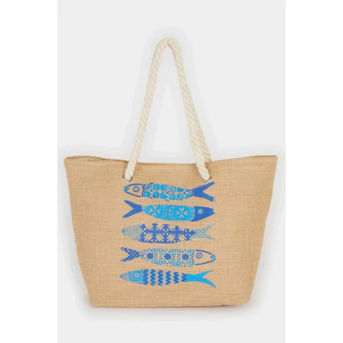 Defacto E7397 Bej Kadın Plaj Hasır Çantası