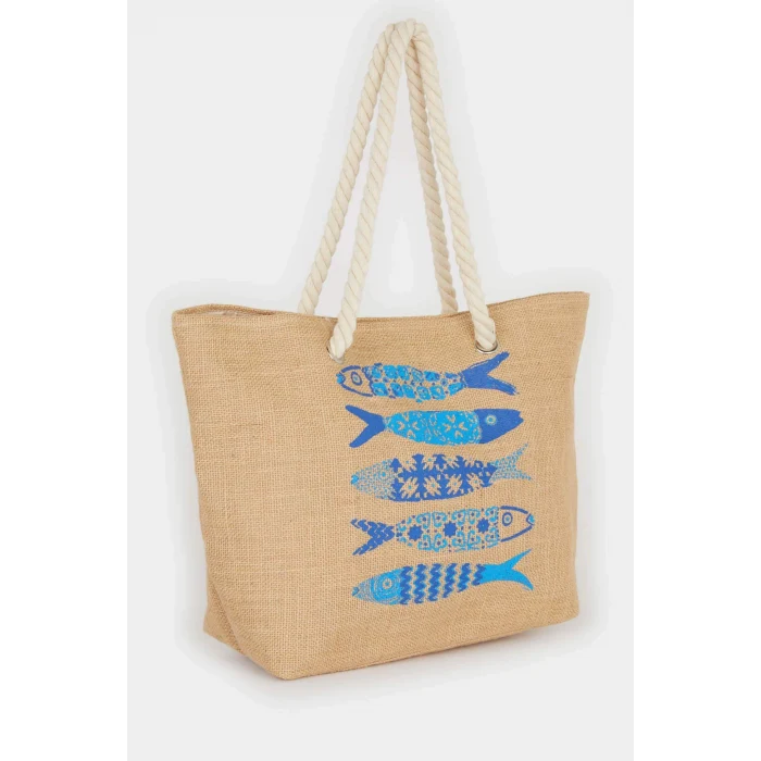 Defacto E7397 Bej Kadın Plaj Hasır Çantası