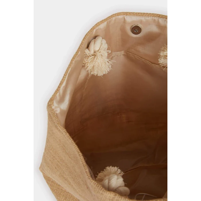 Defacto E7397 Bej Kadın Plaj Hasır Çantası