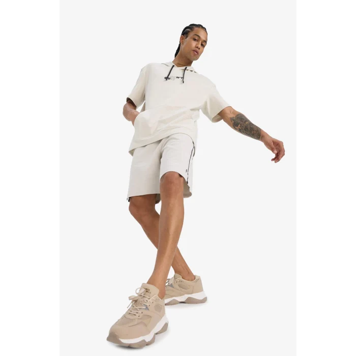 Defacto D7842 Bej DeFactoFit Standart Fit Sporcu Kısa Paça Şort