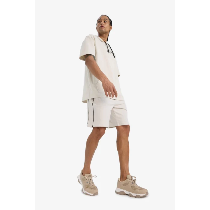 Defacto D7842 Bej DeFactoFit Standart Fit Sporcu Kısa Paça Şort