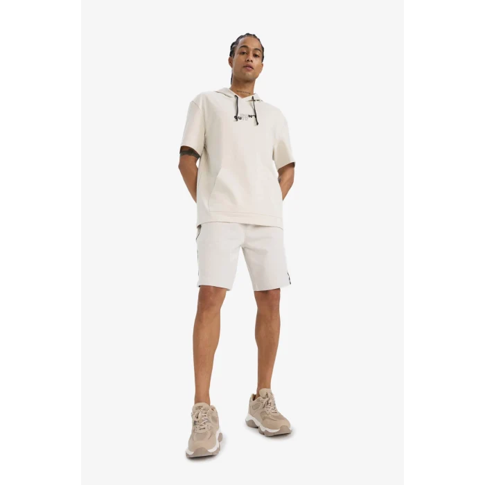 Defacto D7842 Bej DeFactoFit Standart Fit Sporcu Kısa Paça Şort
