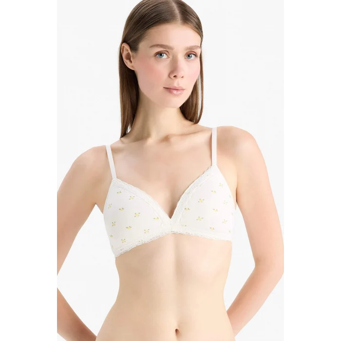Defacto E7043 Ekru Baskılı Dantel Detaylı First Bra-Fall in Love