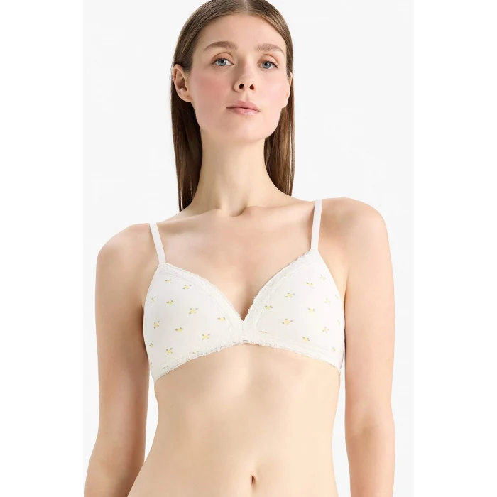 Defacto E7043 Ekru Baskılı Dantel Detaylı First Bra-Fall in Love