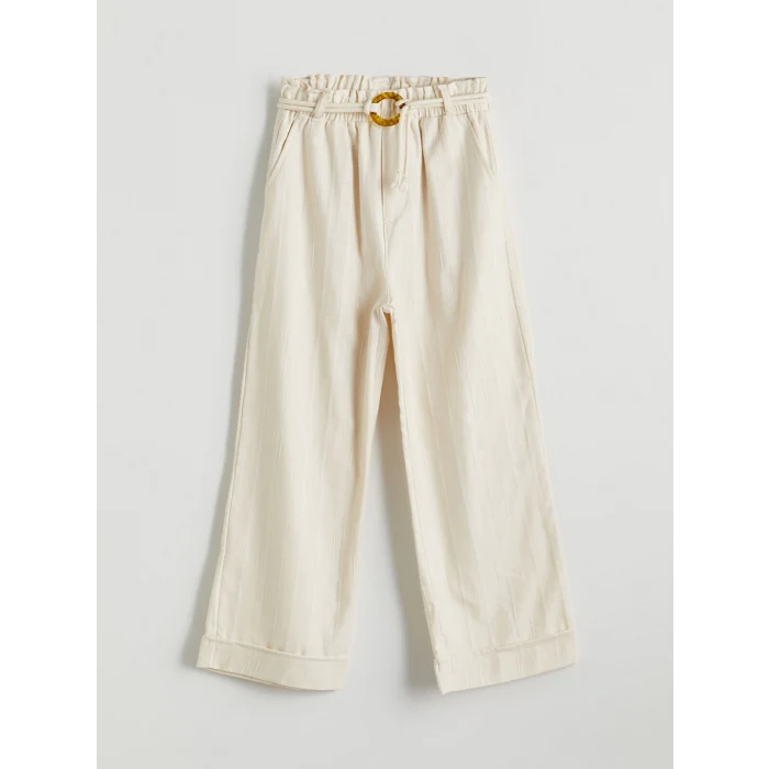 LCW Kids Bej Beli Lastikli Kız Çocuk Pantolon