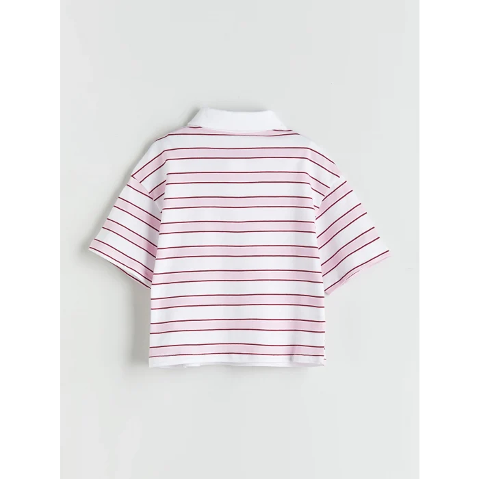 LCW Kids Karişik Polo Yaka Kız Çocuk Crop Tişört