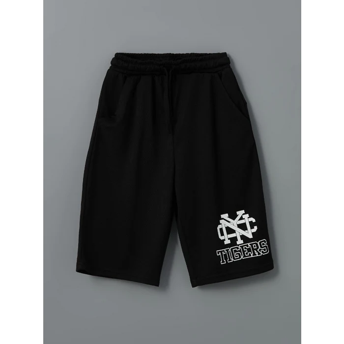 LCW Kids Beyaz Bisiklet Yaka New York Baskılı Erkek Çocuk Atlet ve Şort