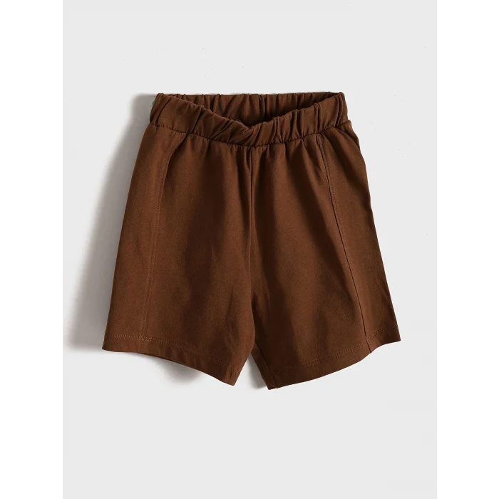 LCW baby Bej Bisiklet Yaka Baskılı Erkek Bebek Tişört ve Şort 2li