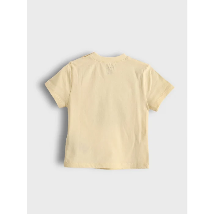 LCW baby Bej Bisiklet Yaka Baskılı Erkek Bebek Tişört ve Şort 2li