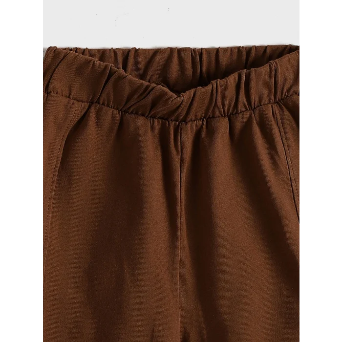 LCW baby Bej Bisiklet Yaka Baskılı Erkek Bebek Tişört ve Şort 2li