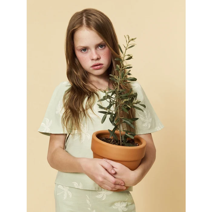 LCW Kids Yeşil Kare Yaka Kız Çocuk Bluz ve Pantolon