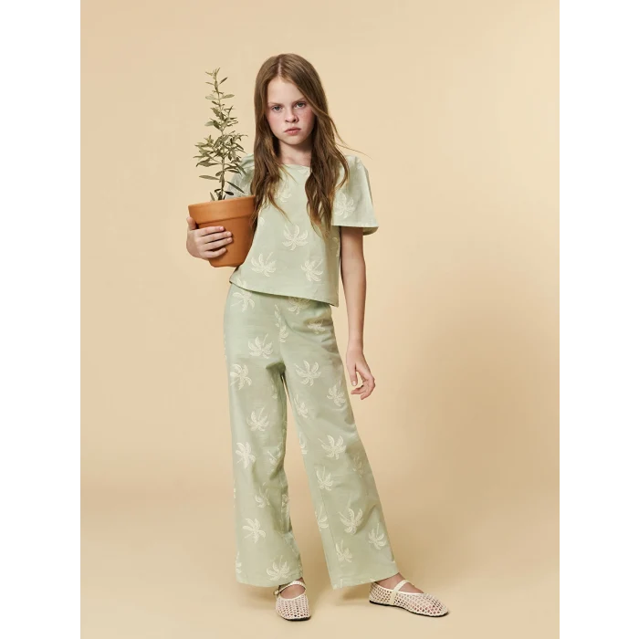 LCW Kids Yeşil Kare Yaka Kız Çocuk Bluz ve Pantolon