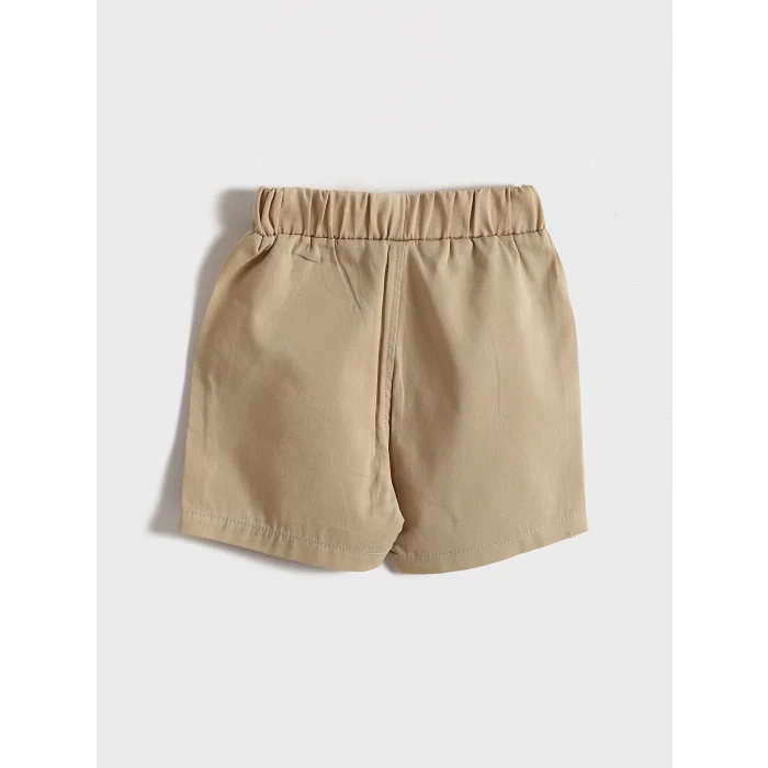 LCW baby Ekru Fil Baskılı Erkek Bebek Gömlek ve Şort 2li