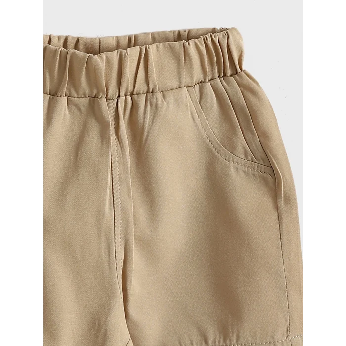 LCW baby Ekru Fil Baskılı Erkek Bebek Gömlek ve Şort 2li