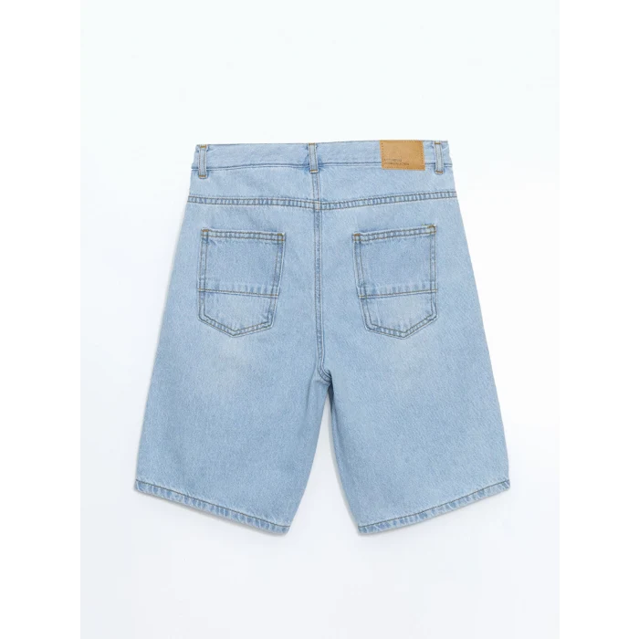 LCW Kids Indigo Beli Ayarlanabilir Lastikli Erkek Çocuk Jean Şort