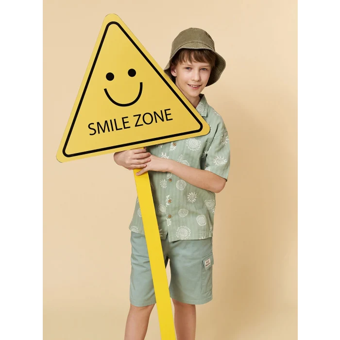 LCW Kids Yeşil Desenli Erkek Çocuk Gömlek