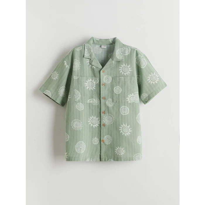 LCW Kids Yeşil Desenli Erkek Çocuk Gömlek