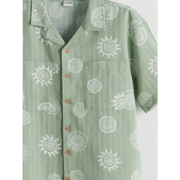 LCW Kids Yeşil Desenli Erkek Çocuk Gömlek