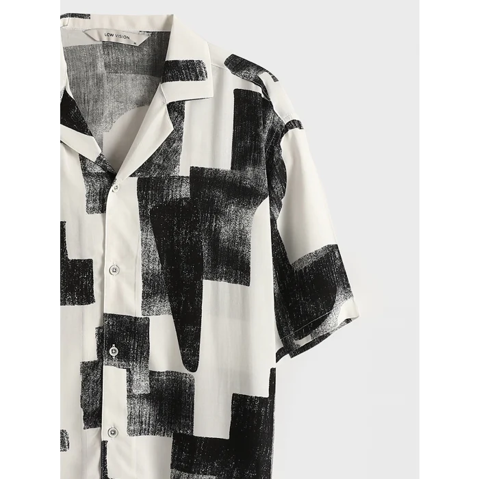 LCW Vision Beyaz Regular Fit Kısa Kollu Desenli Erkek Gömlek