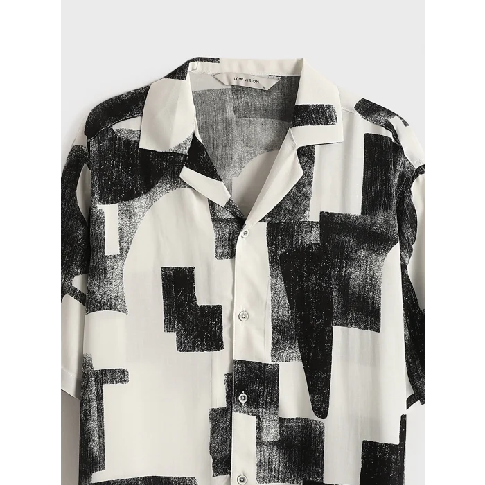 LCW Vision Beyaz Regular Fit Kısa Kollu Desenli Erkek Gömlek