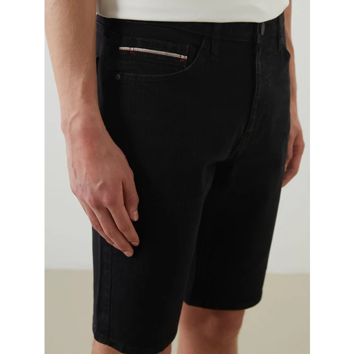LCW Jeans Siyah Slim Fit Erkek Jean Şort