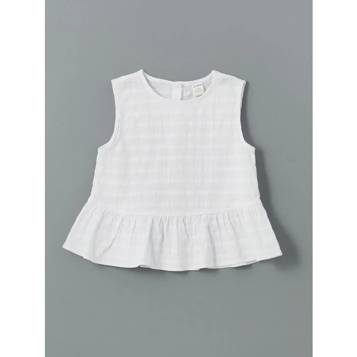 LCW Kids Beyaz Arkası Düğmeli Kız Çocuk Bluz