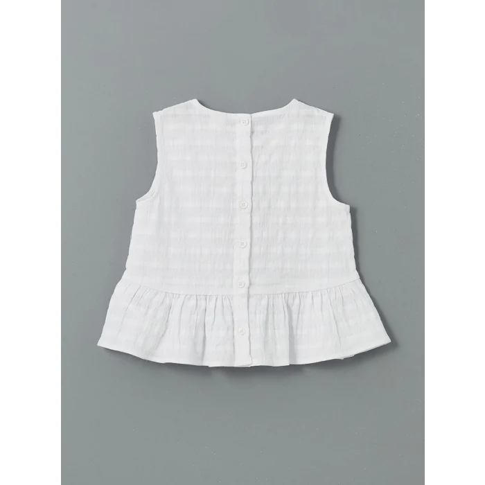 LCW Kids Beyaz Arkası Düğmeli Kız Çocuk Bluz