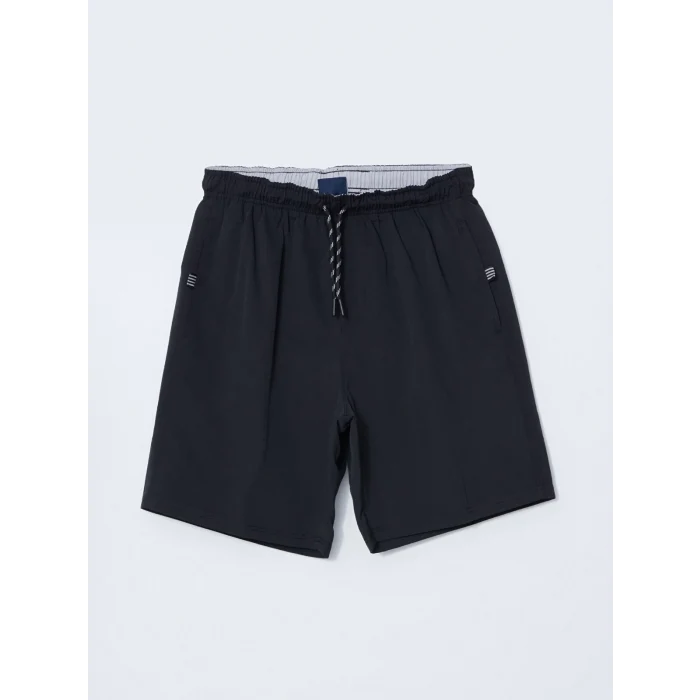 LCWAIKIKI Classic Siyah Diz Hizası Boy Basic Erkek Deniz Şortu