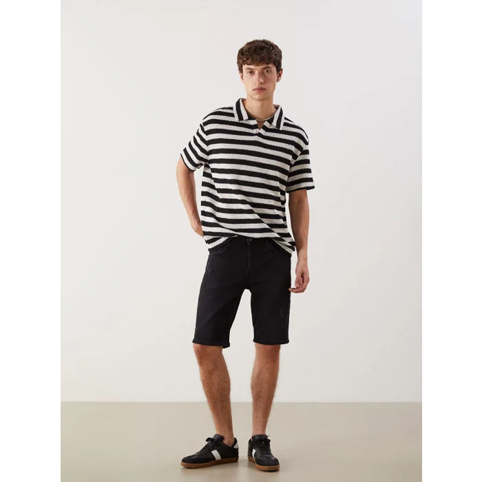 LCW Jeans Siyah Süper Skinny Fit Erkek Jean Şort