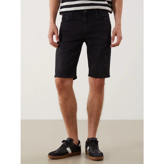 LCW Jeans Siyah Süper Skinny Fit Erkek Jean Şort