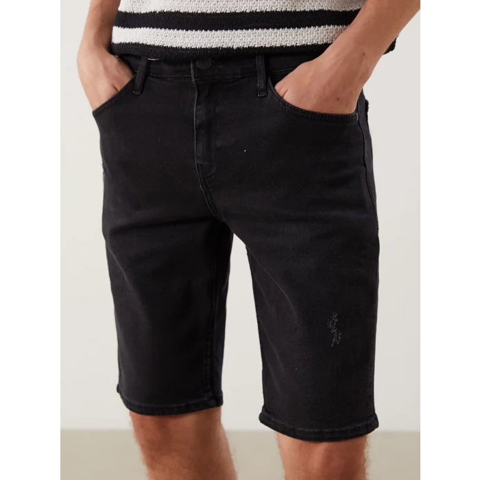 LCW Jeans Siyah Süper Skinny Fit Erkek Jean Şort