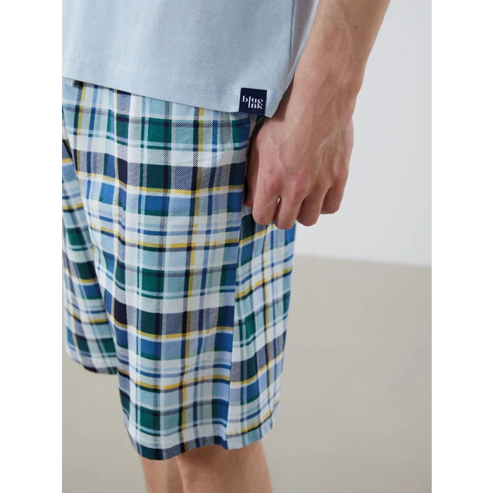 LC WAIKIKI Mavi Standart Kalıp Erkek Şortlu Pijama Takımı