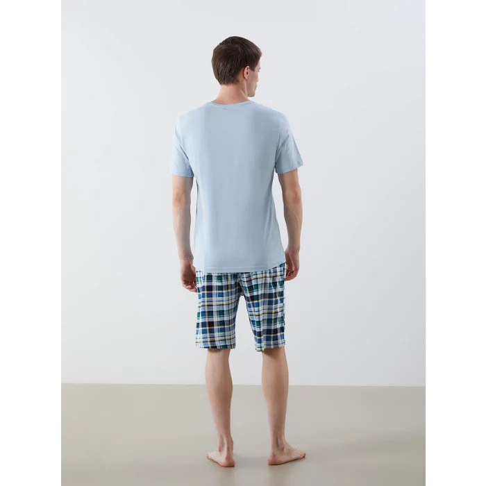 LC WAIKIKI Mavi Standart Kalıp Erkek Şortlu Pijama Takımı