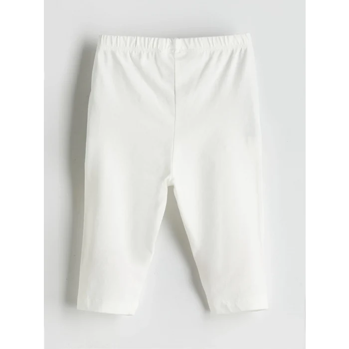 LCW Kids Ekru Çiçekli Fırfırlı Kız Çocuk Bluz ve Tayt 2li