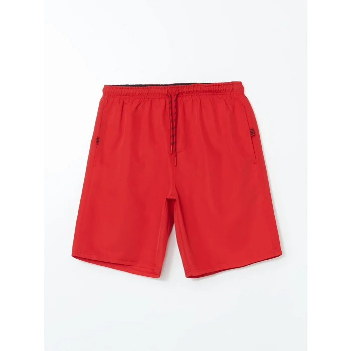 LCWAIKIKI Classic Kirmizi Diz Hizası Boy Basic Erkek Deniz Şortu