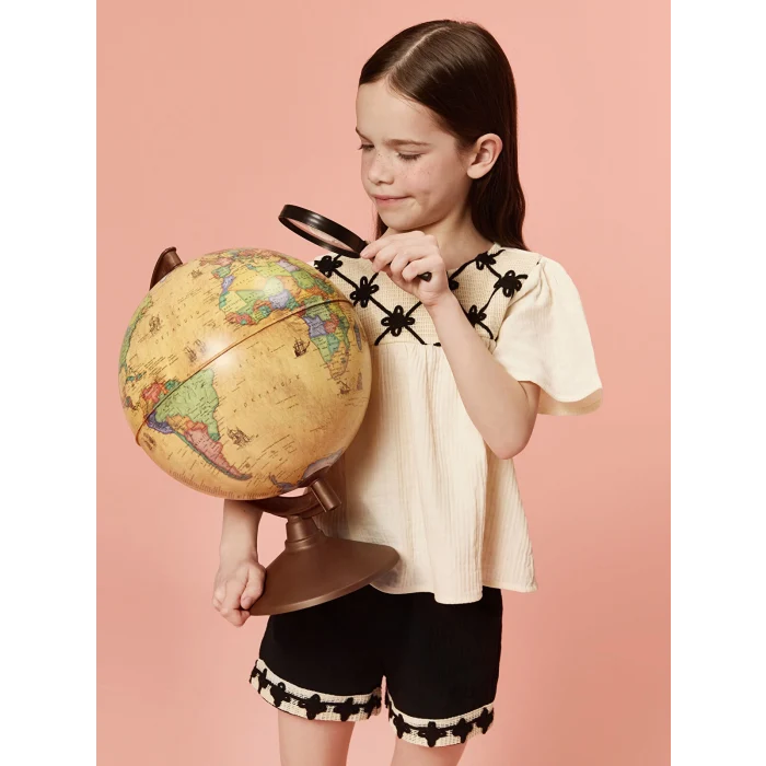 LCW Kids Ekru Nakışlı Kız Çocuk Tişört ve Şort 2li