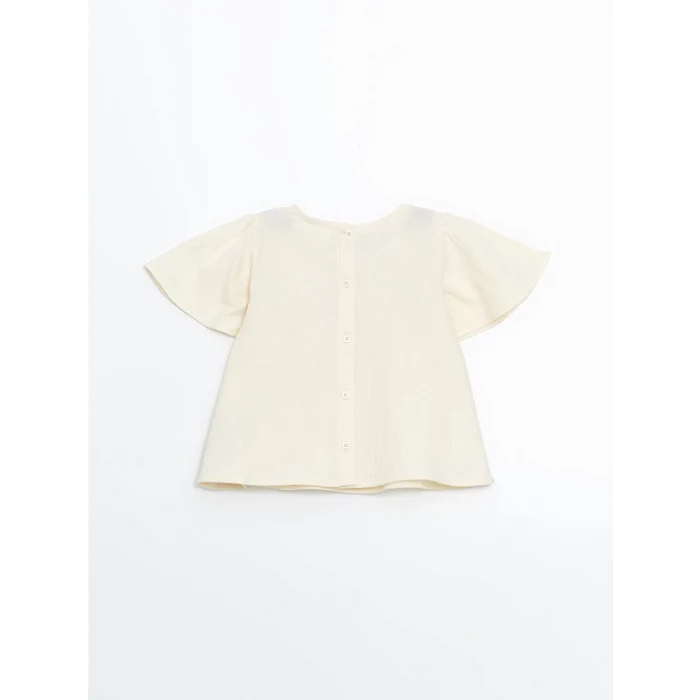 LCW Kids Ekru Nakışlı Kız Çocuk Tişört ve Şort 2li