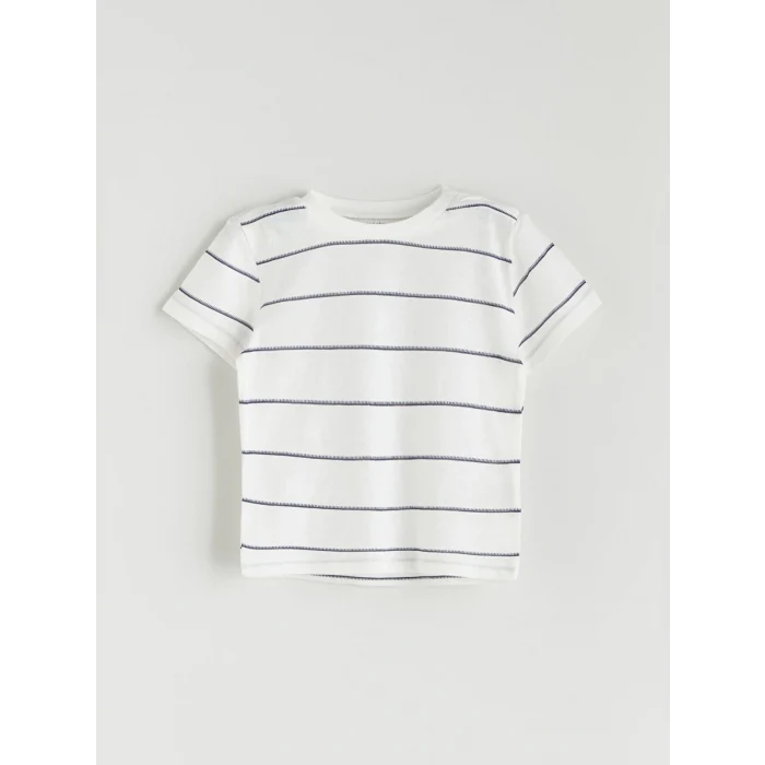 LCW baby Ekru Çizgili Erkek Bebek Tişört ve Şort 2li