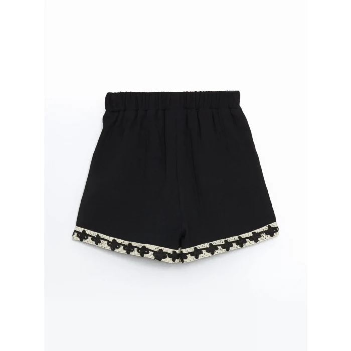 LCW Kids Ekru Nakışlı Kız Çocuk Tişört ve Şort 2li