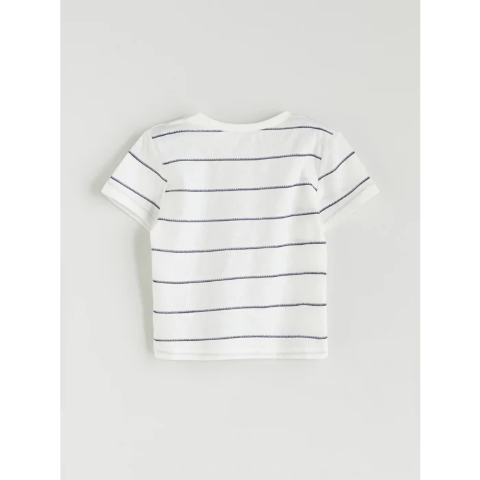 LCW baby Ekru Çizgili Erkek Bebek Tişört ve Şort 2li