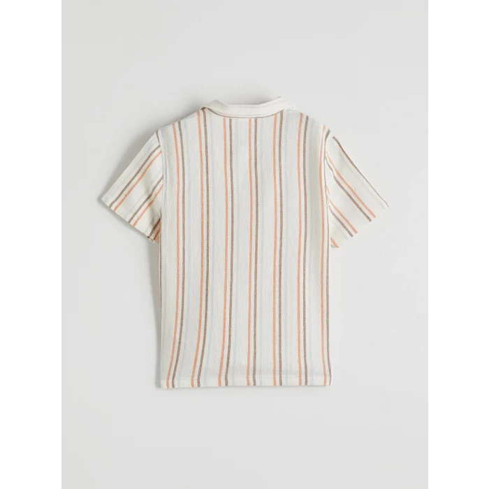 LCW baby Bej Pamuklu Çizgili Erkek Çocuk Gömlek