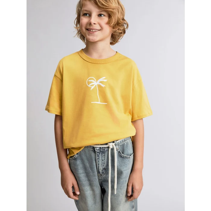 LCW Kids Sari Bisiklet Yaka Erkek Çocuk Tişört