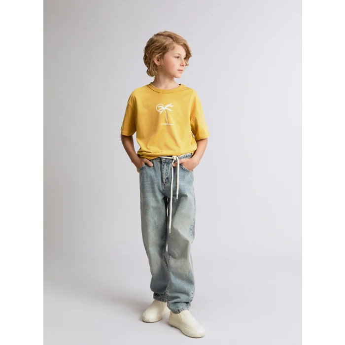 LCW Kids Sari Bisiklet Yaka Erkek Çocuk Tişört