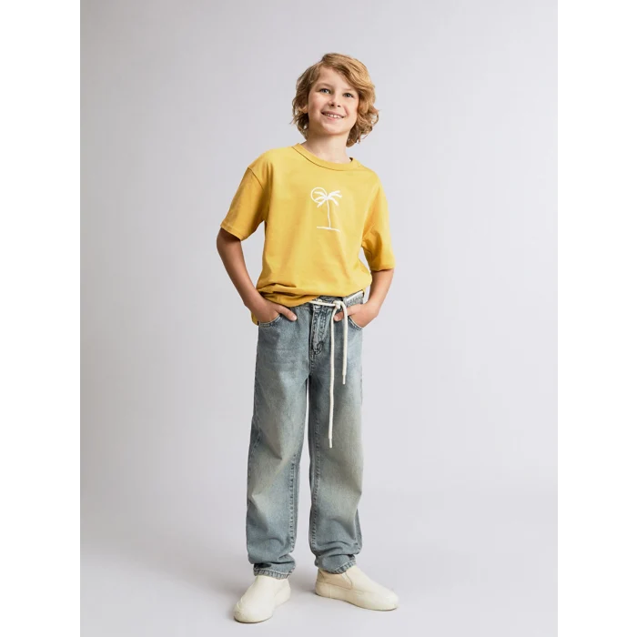 LCW Kids Sari Bisiklet Yaka Erkek Çocuk Tişört