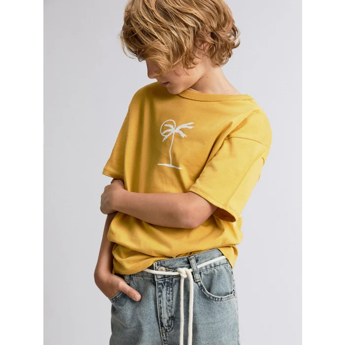 LCW Kids Sari Bisiklet Yaka Erkek Çocuk Tişört