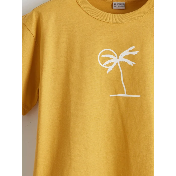 LCW Kids Sari Bisiklet Yaka Erkek Çocuk Tişört